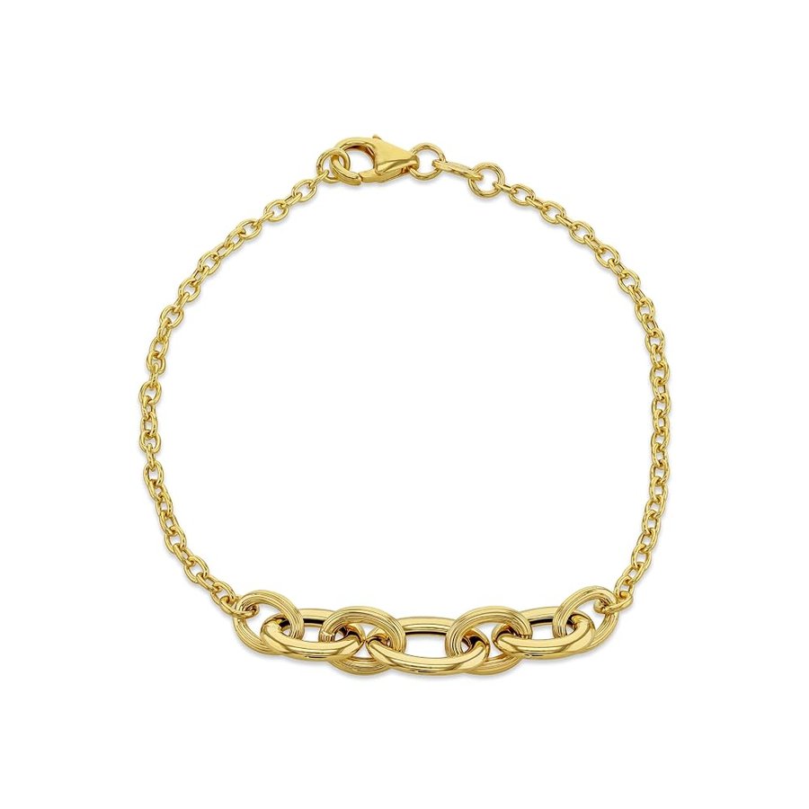 Bracciale da Donna in Oro Giallo 9ct con Maglia Curb Centrale da 47mm x 9mm, Lunghezza 19cm/7.5"
