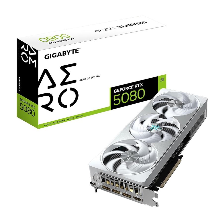 Gigabyte GeForce RTX 5080 AERO OC SFF 16G Scheda Grafica - 16GB GDDR7, 256 bit, PCI-E 5.0, 2730MHz Core Clock, 3 x DisplayPort, 1 x HDMI, GV-N5080AERO OC-16GD