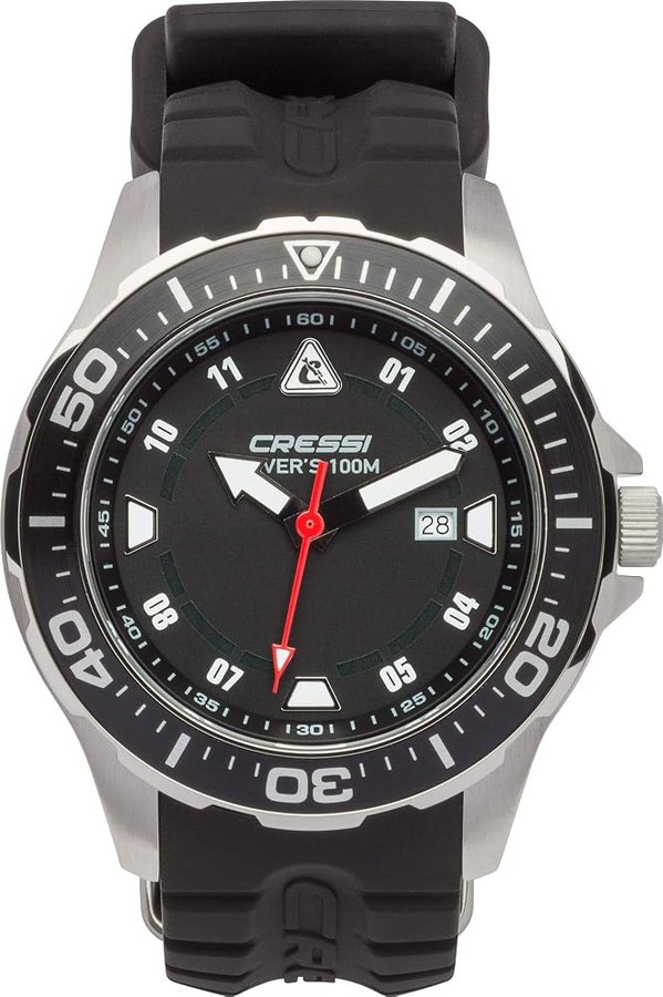 Manta Orologio Subacqueo Unisex con Cassa in Acciaio Inox, Vetro in Cristallo, Cinturino in Gomma Morbida, Ghiera Unidirezionale e Impermeabilità 10 ATM