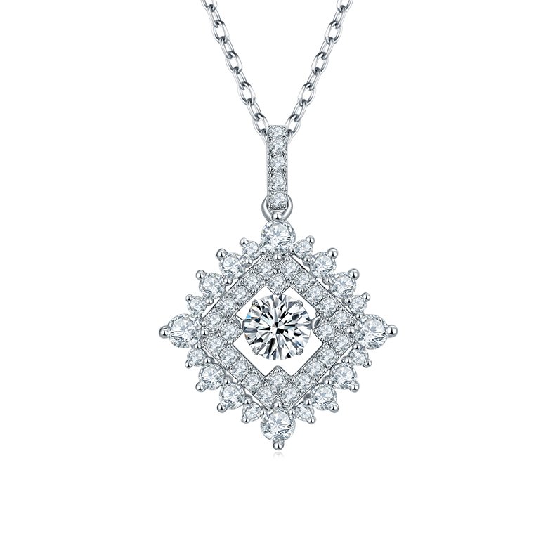 S925 Sterling Silver 0.5ct D Color VVS1 Moissanite Geometric Diamond Pendant Necklace 45cm Platinum Plated GRA Certified Gift Box
