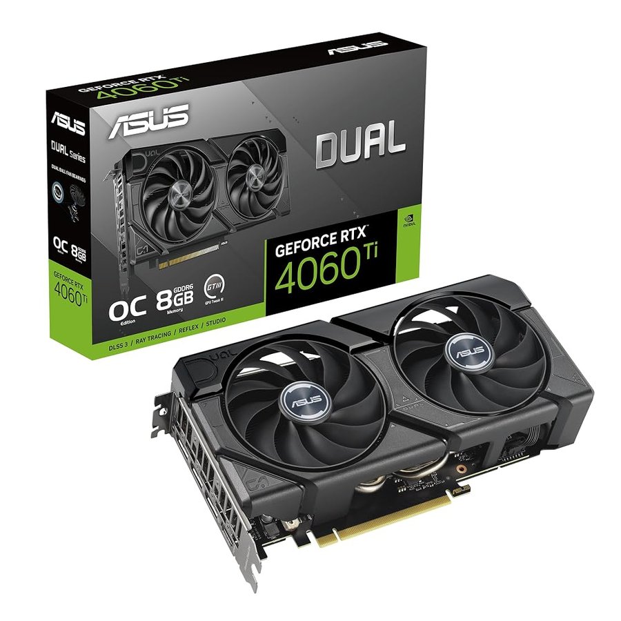 ASUS DUAL NVIDIA GeForce RTX4060 TI EVO OC Edition Scheda Grafica, 8 GB GDDR6 128-bit 18 Gbps PCIE 4.0, GPU Tweak III, DUAL-RTX4060TI-O8G-EVO