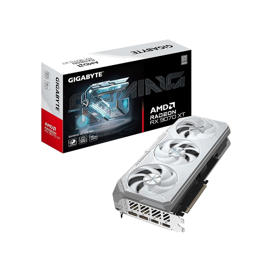 GIGABYTE Scheda grafica Radeon RX 9070 XT Gaming OC Ice 16G (16GB GDDR6, 512 bit, PCIe 5.0, HDMI/DP 2.1, socket 2.7, Hawk Ventilator, Thermorgel di classe server, struttura rinforzata)