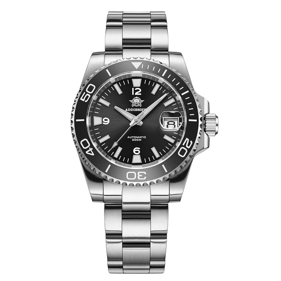 Orologio subacqueo automatico da uomo, NH35A/8215, movimento zaffiro, lunetta girevole, luminoso, impermeabile fino a 200 m, facile da leggere, con numeri grandi, orologio subacqueo da uomo