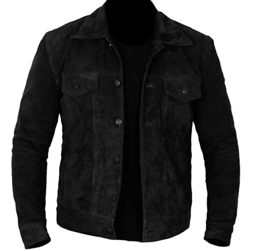 Giacca da uomo in pelle scamosciata alla moda