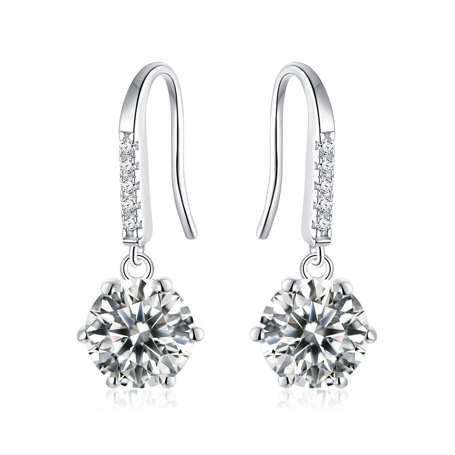 S925 Sterling Silver 0.5CT Or Moissanite Dangle Earrings  Platinum Plated Long Hook Drop Earrings With GRA Certificate Classic Jewelry Gift Box Set For Women