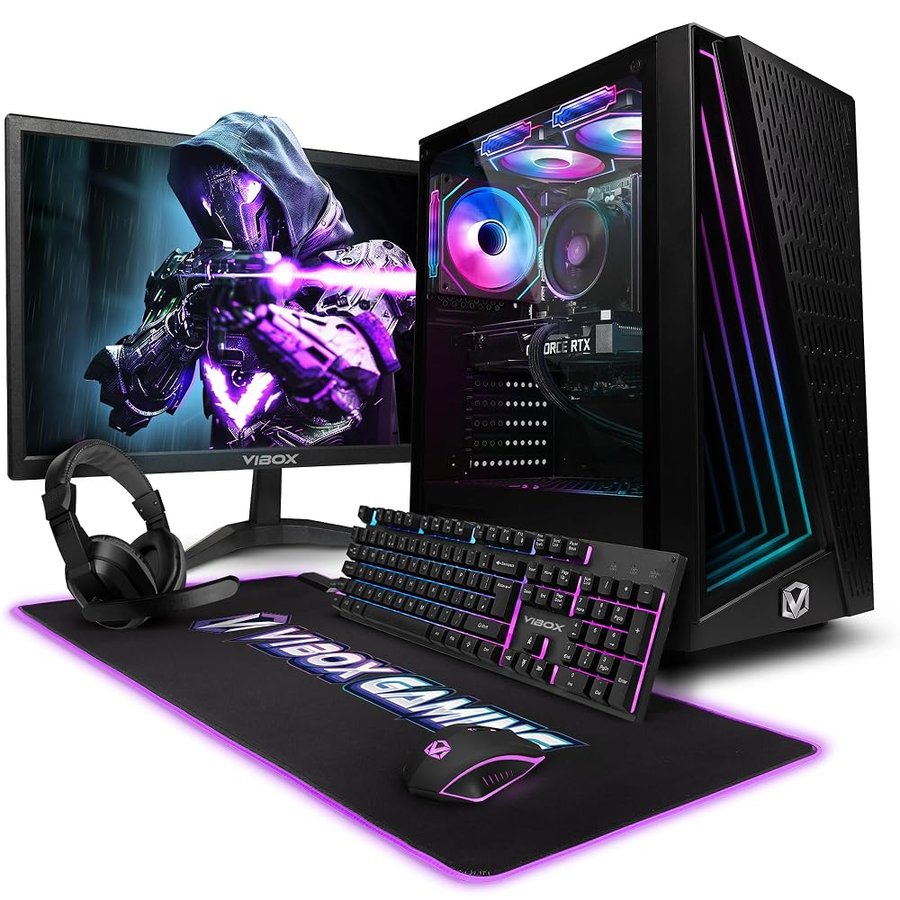 Vibox V-68 PC Gaming Completo • Schermo da 23 pollici • AMD Ryzen 5 5500 6 cores • Nvidia RTX 3050 6GB • 16GB RAM • 500GB SSD • Windows 11 • WiFi 6 + Bluetooth 5.4