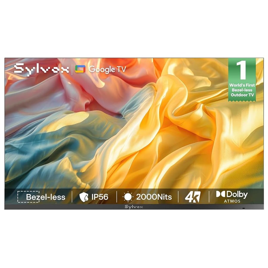 SYLVOX 65" Google TV da Esterno, Frameless 4K 2000Nits, Impermeabile IP56