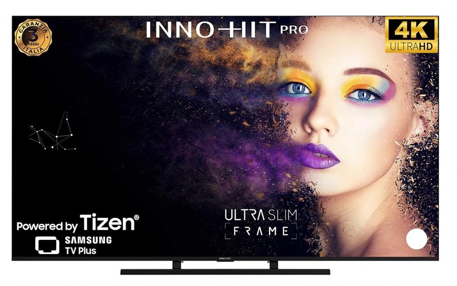 INNO-HIT Smart TV IH65UHTZN TV 65" 4K UHD Powered by OS TIZEN,BorderLess,Dolby Vision,Dolby Audio,HDR10,Magic Remote,[Classe di efficienza energetica G]
