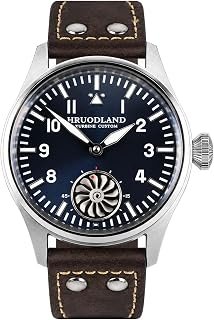 Orologio Uomo Automatico con Design Militare da Aviatore Vintage, Cassa 44mm, Vetro Zaffiro, Movimento Automatico, Quadrante con Grande Numeri Luminosi BGW9, Cinturino in Pelle