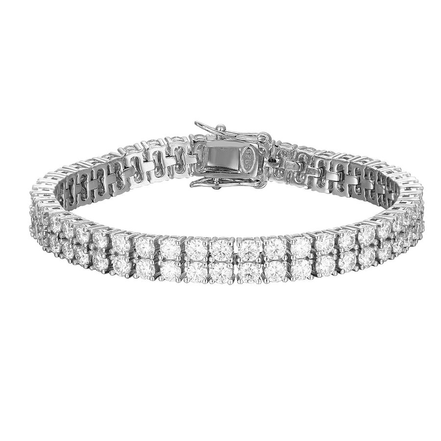 Braccialetto tennis da donna in moissanite da 0,1 carati, placcato in oro bianco 18 carati, bracciale tennis da donna in argento Sterling 925 con moissanite e diamanti da laboratorio