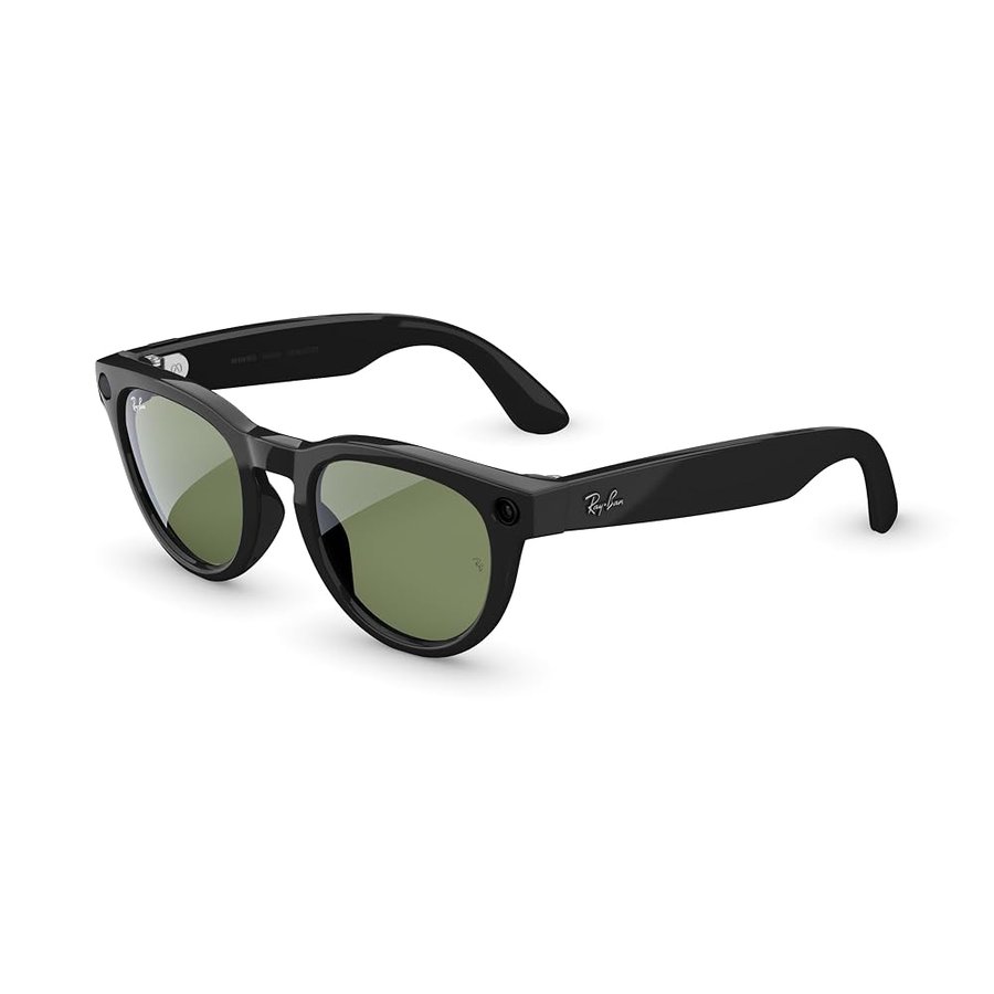 RAY-BAN Meta Headliner Gen 2 - Occhiali Smart Unisex - Nero lucido | Fotocamera 12MP, video ultra-HD 3K, comandi vocali, audio open-ear, 8h di batteria, app Meta AI - Lenti G-15 verdi
