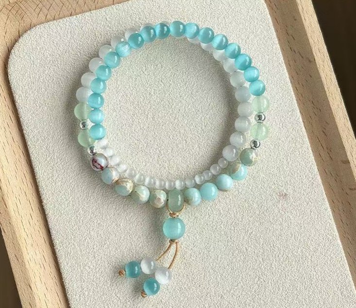 Lake Blue Cat's Eye Stone Bracelet