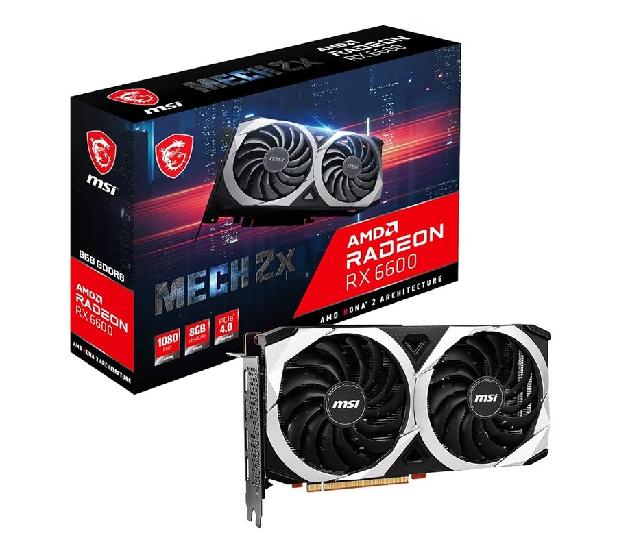 msi Radeon RX 6600 MECH 2X 8G Scheda video gaming - 8GB GDDR6, 2491 MHz, PCI Express 4 x 8, 128-bit, 3x DP v 1.4a, HDMI 2.1 (Supporta 4K & 8K)