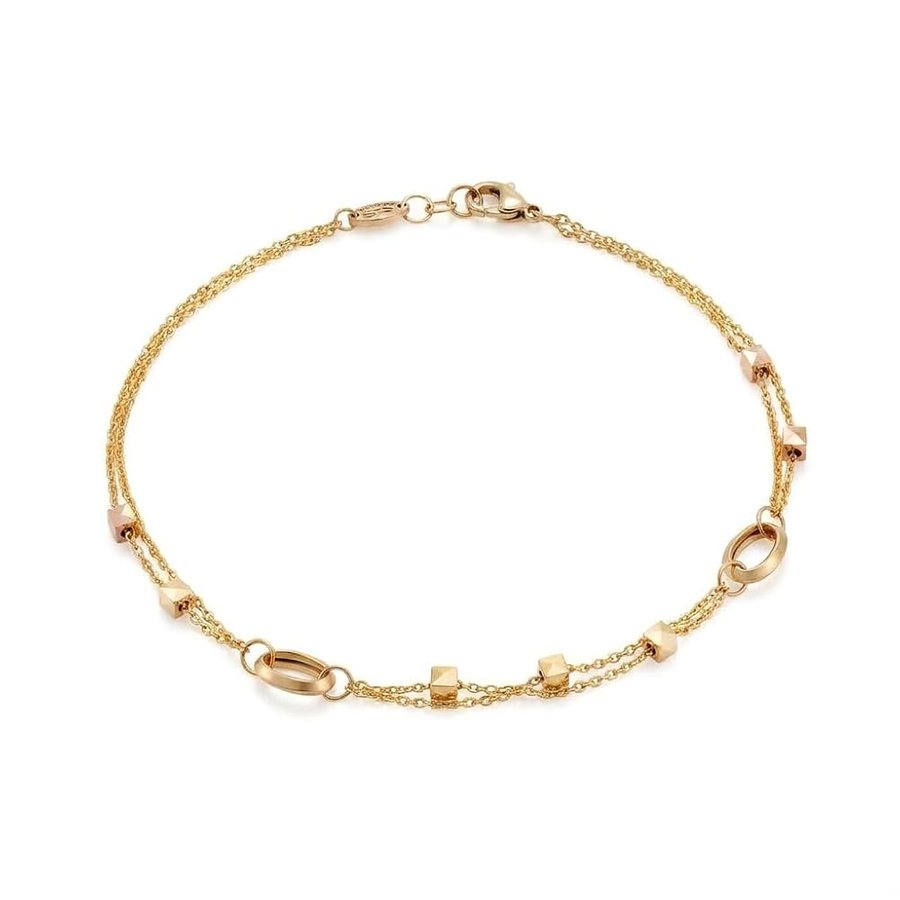 Bracciale – oro 18 carati – 2 gr – Design graine Ovale con perles cubiques – charme naturel au quotidiano – Bene rifugio – Idea regalo – Punzone 750 – Certificato di autenticità – Salia Gold Paris