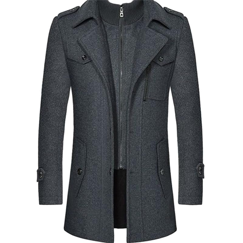 Eamon – Lussuosi cappotti invernali in lana cashmere per uomo lana invernale giacca invernale di media lunghezza giacca inverno business casual giacca corta colletto alto giacca invernale da