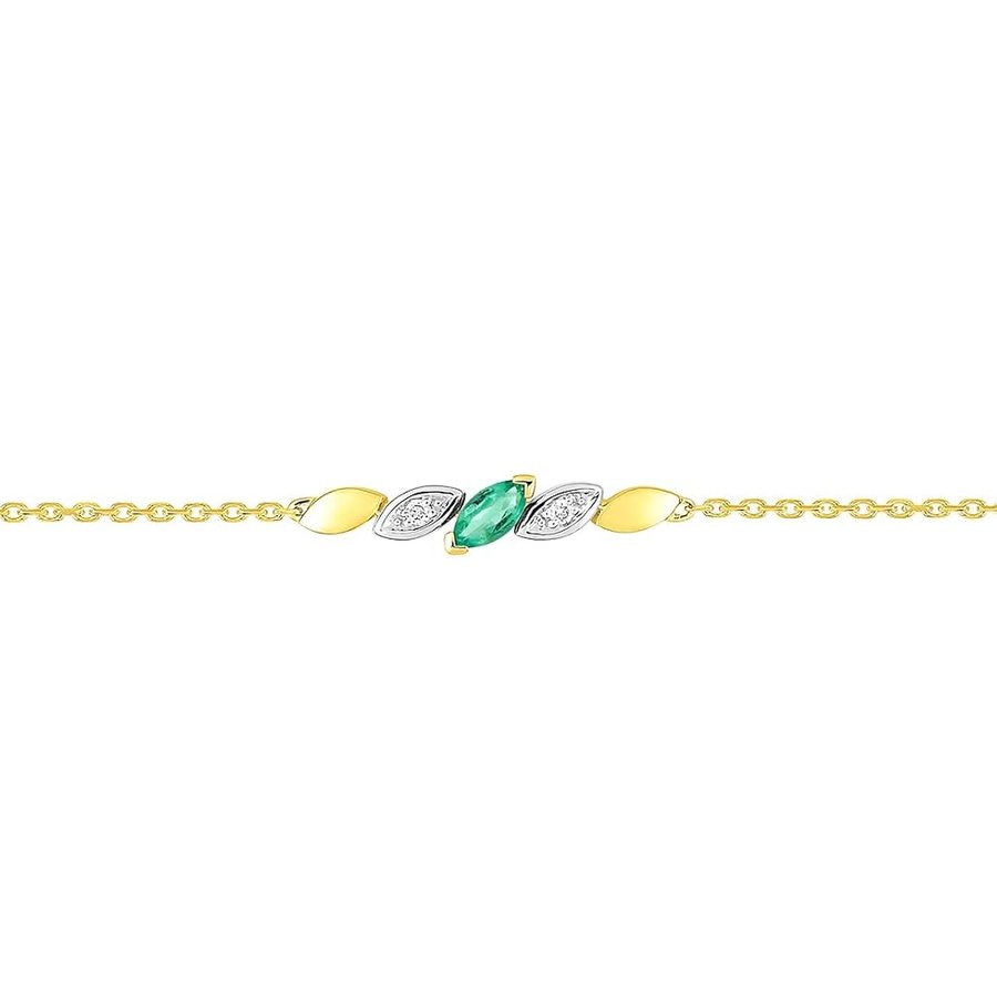 Bracciale con diamanti smeraldo in oro 18 carati - gioielli da donna di lusso - gioielli francesi, Oro giallo, Smeraldo