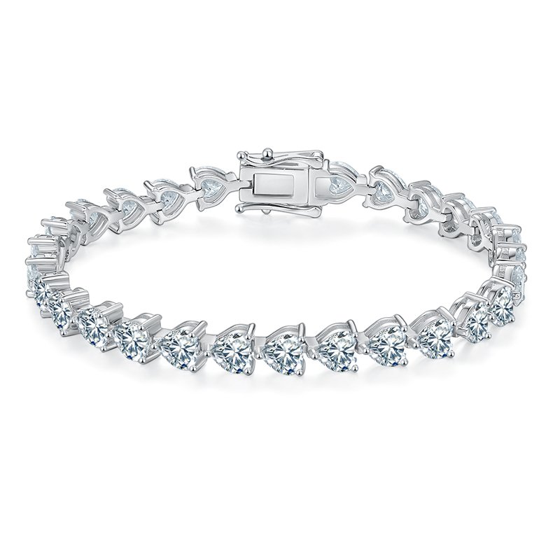 S925 Sterling Silver 5x5mm Heart Cut Moissanite Tennis Bracelet D Color VVS1 16-18-20cm Platinum Plated GRA Certified Gift Box