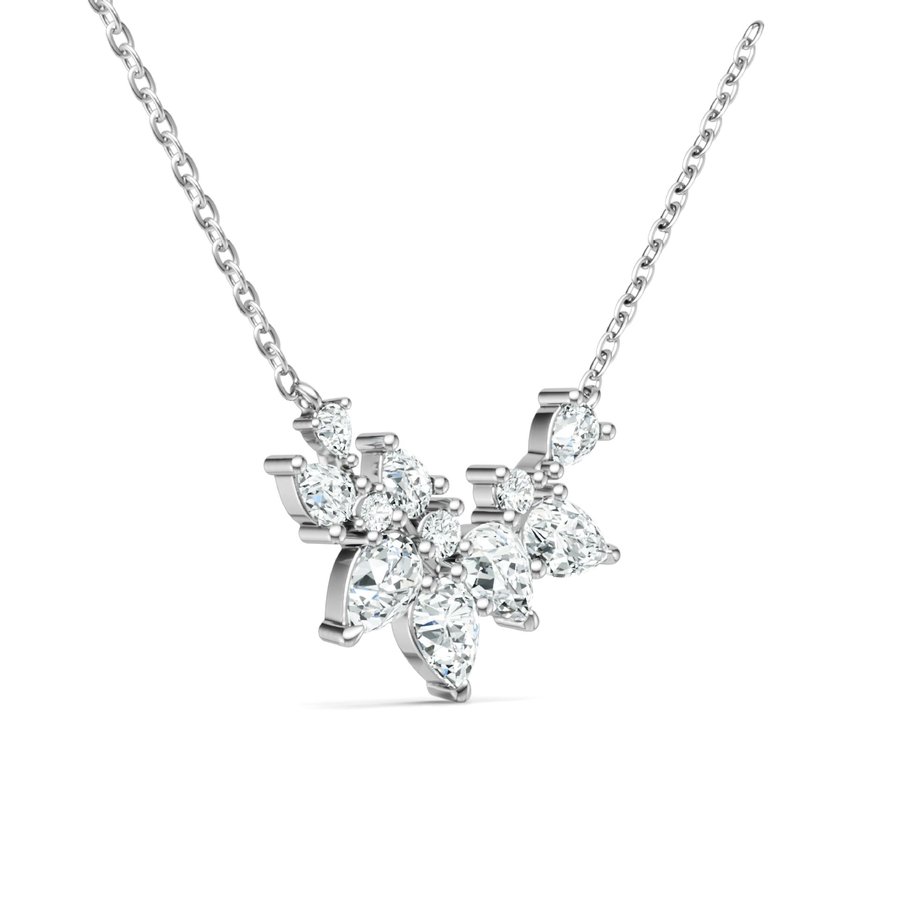 S925 Silver 3.4g Cluster Moissanite Necklace, D VVS1 Multi-shape Pendant, 40&5cm, GRA Certified