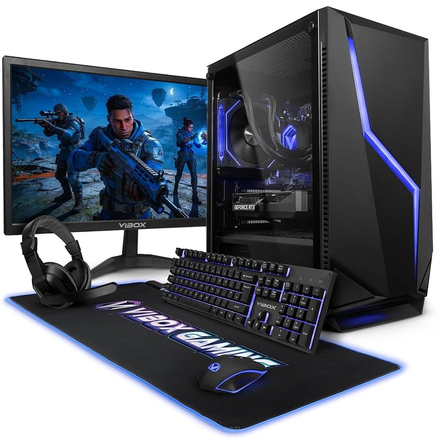 Vibox Gaming PC Completo, 23" Monitor, Intel Core i9 12900KF, Nvidia RTX 5060 Ti 8GB, 16GB RAM, 1TB SSD, Windows 11, WiFi 6 + Bluetooth 5.4