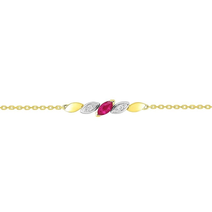 Bracciale con diamanti rubini in oro 18 carati - Gioielli di lusso da donna - Gioielli francesi, 18 cm, Oro giallo, Rubino