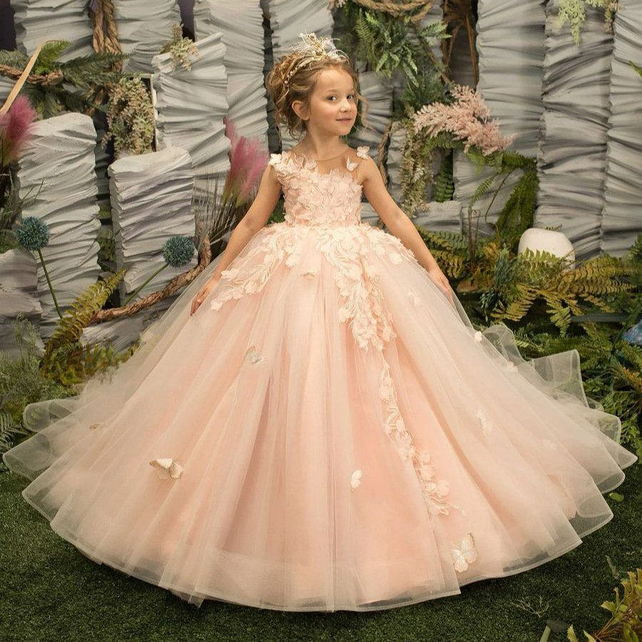 Runway Piano Performance Long Flower Girl Dress