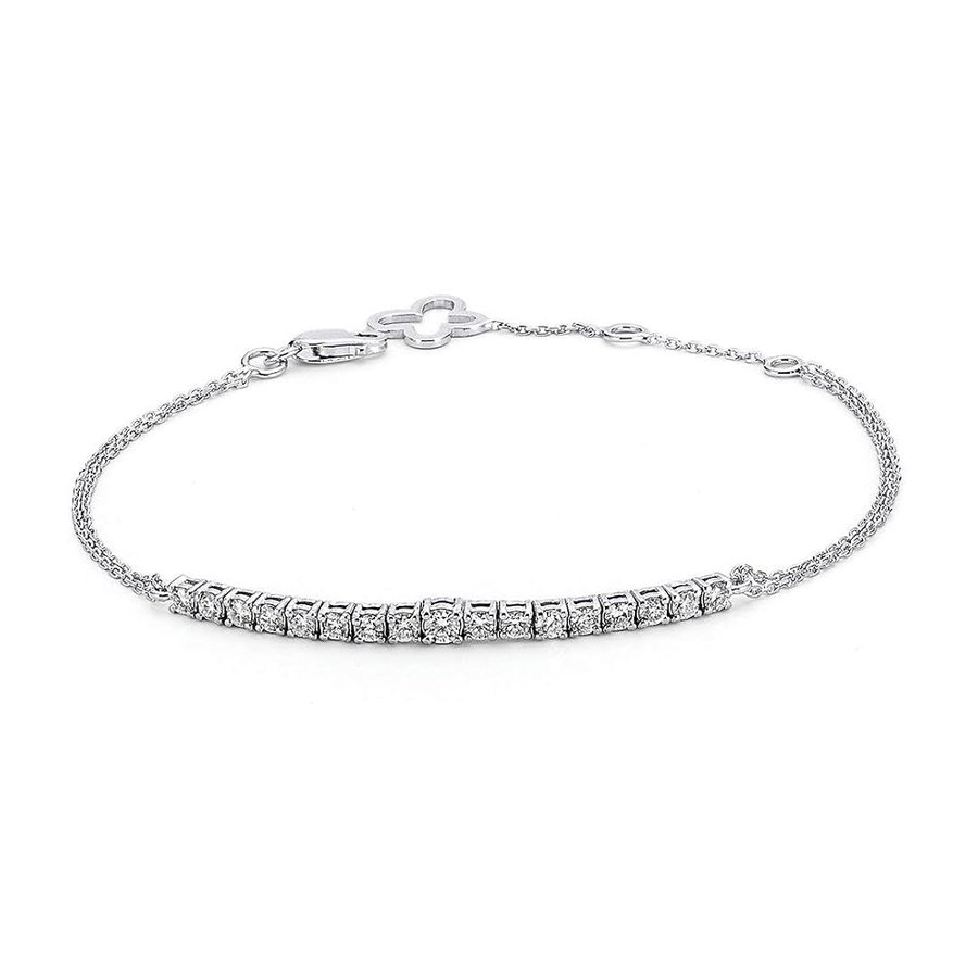 Bracciale tennis in oro bianco 14 carati con diamante taglio brillante 0,72 carati, 14 karat, Diamante, Diamante