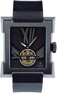Asmara - Orologio Tourbillon - Cassa in titanio di grado 5 rivestita in DLC, design unico Art Deco, orologio meccanico di lusso da uomo, cinturino in gomma naturale (quadrante scheletrato nero)