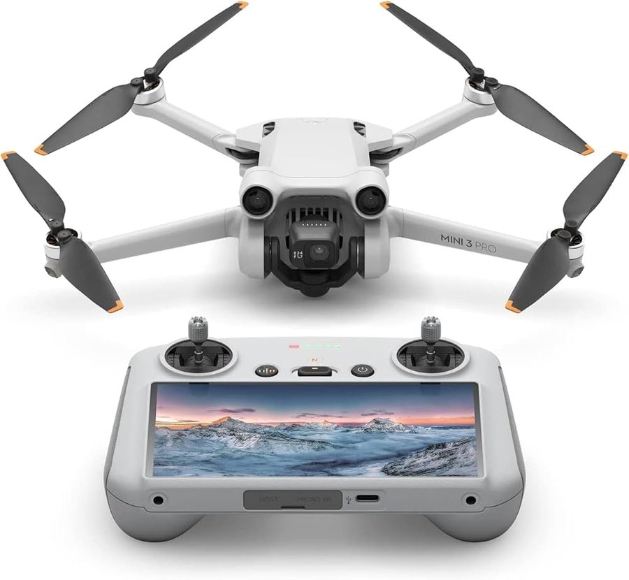 DJI Mini 3 Pro con DJI Smart Control - Drone fotocamera leggero e pieghevole con video 4K/60 fps, foto 48 MP, tempo di volo, 34 minuti per evitare ostacoli in 3 direzioni