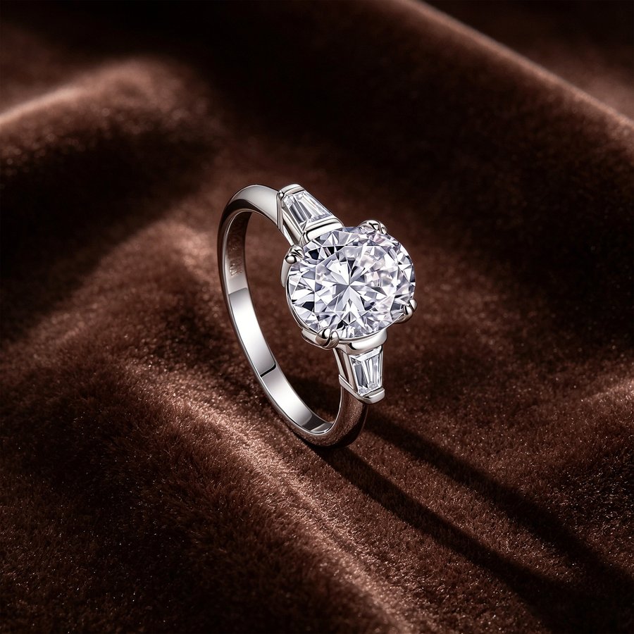 925 Sterling Silver Ring With 3 Carat Oval Moissanite Stone Women's Elegant Wedding Band Lightweight Luxury Jewelry Gift
