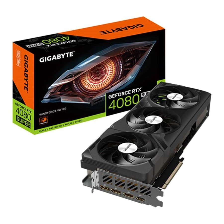 Gigabyte GeForce RTX 4080 SUPER WINDFORCE V2 - Scheda grafica 2550 MHz, 16 GB GDDR6X 23000 MHz 256 bit, PCI-E 4.0, 3 DP 1.4, 1 HDMI 2.1a, NVIDIA DLSS 3.5, GV-N408SWF3V2-16GD