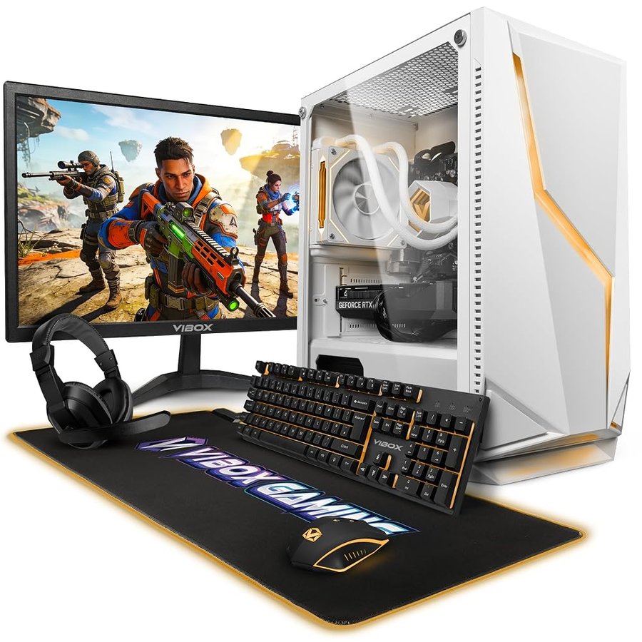 Vibox Gaming PC Completo, AMD Ryzen 7 9700X, Radeon RX 9060 XT 16GB, 16GB RAM, 1TB SSD, Windows 11, 23" Monitor, WiFi 6 + Bluetooth 5.4
