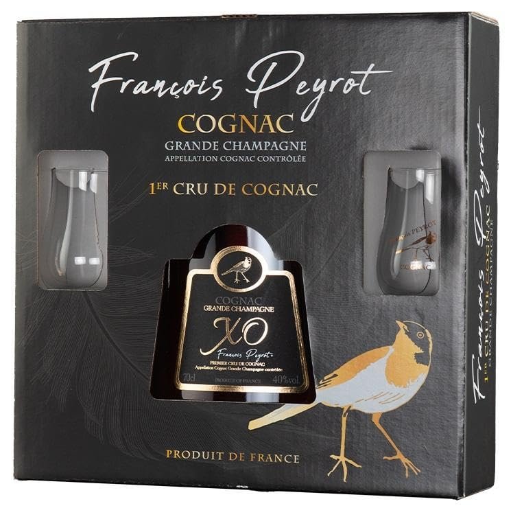 FRANCOIS PEYROT COGNAC XO EXTRA OLD GRANDE FINE CHAMPAGNE 70 CL CONFEZIONE CON 2 BICCHIERI