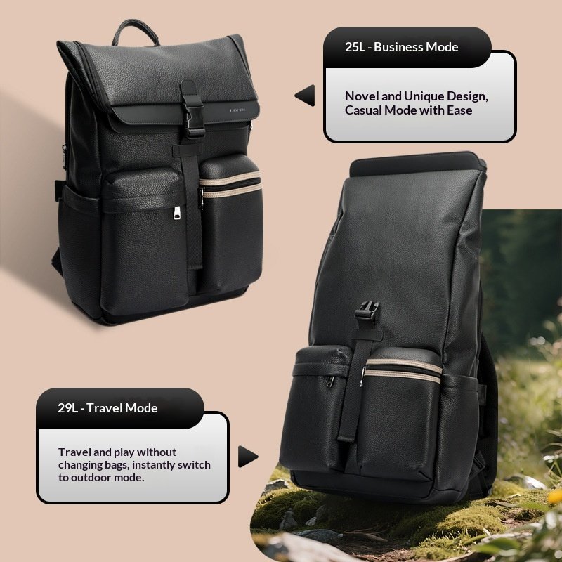 New Casual Lightweight Leather Mens Backpack