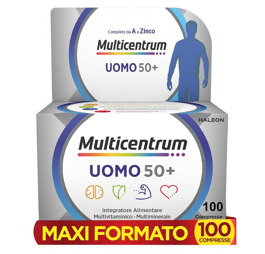 Multicentrum Uomo 50+ Integratore Multivitaminico Completo, 100 Compresse