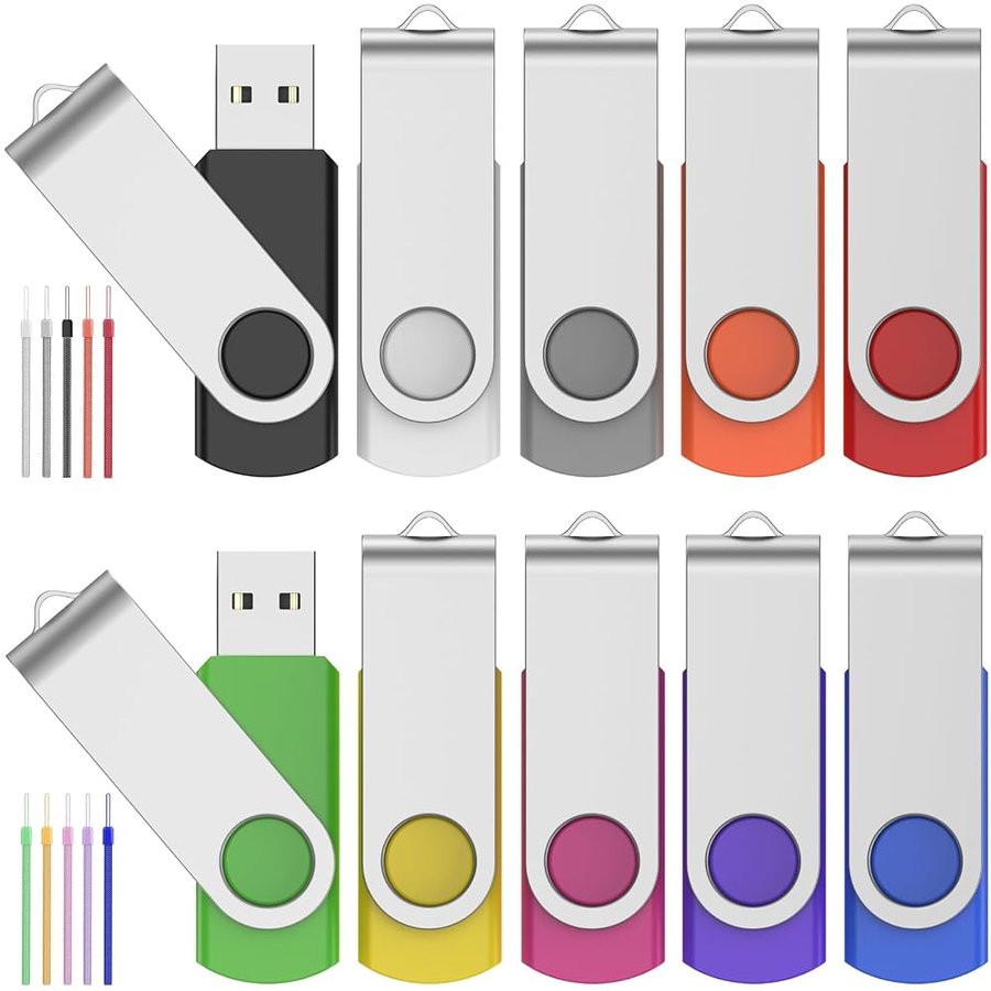 Chiavetta USB 128MB 10 Pezzi Pen Drives - Girevole Penna USB 2.0 Piccola Capacità Pendrive 128 MB - FEBNISCTE Pennetta USB Multicolore Set Memoria Flash Regalo Archiviazione Dati Foto