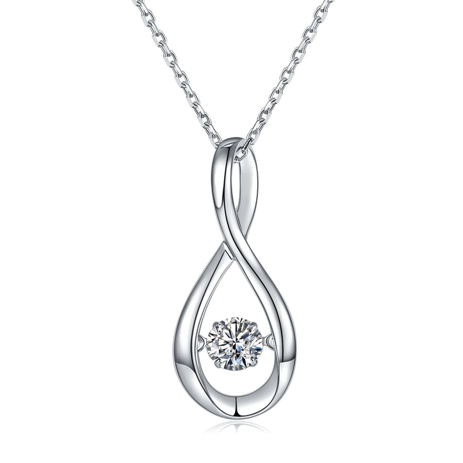 S925 Sterling Silver 0.5ct D Color VVS1 Moissanite Infinity Pendant Necklace 45cm Platinum Plated GRA Certified Gift Box