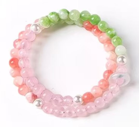 Natural Rhodochrosite Beaded Bracelet