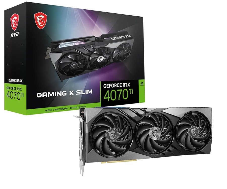 MSI GeForce RTX 4070 Ti GAMING X SLIM 12G Scheda Video - 12GB GDDR6X (21Gbps/192-bit), PCIe 4.0-TRI FROZR 3 (3 x TORX Fan 5.0), Gaming & Silent Mode, RGB - HDMI 2.1, DisplayPort 1.4a