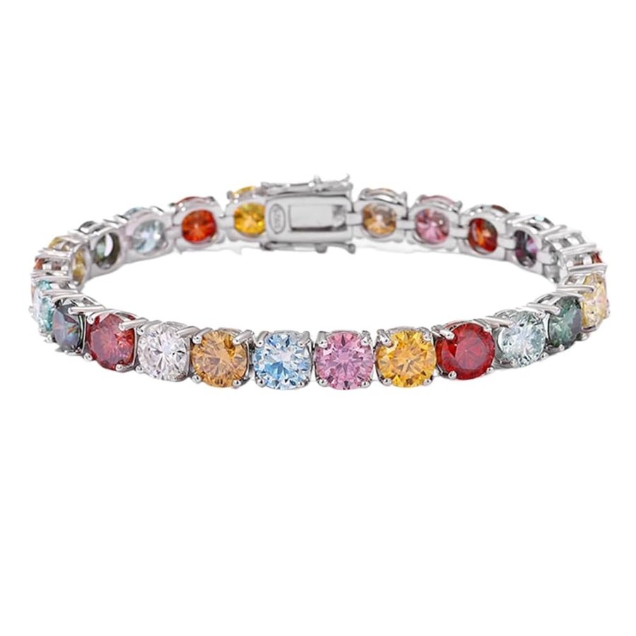 Braccialetto tennis da donna in moissanite da 2 carati, in oro bianco 18 carati, con diamanti, in argento Sterling 925, con moissanite, bracciale tennis da donna con diamanti da laboratorio