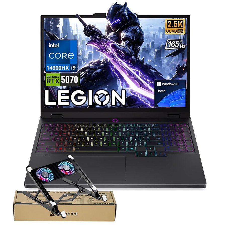 Lenovo Legion 5 5070 Gaming OLED Laptop, Intel Core i9-14900HX, RTX 5070, 15" QHD+ OLED 165Hz Top 1000ns, retroilluminazione RGB a 24 zone, Wi-Fi 7, w/Bundle (Legion 5070, 32 GB RAM | SSD da 1 TB)