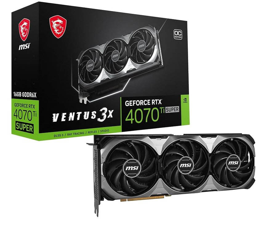 MSI Gaming RTX 4070 TI Super 16G Ventus 3X OC Scheda grafica (NVIDIA RTX 4070 Ti Super, 256 bit, Extreme Clock: 2655 MHz, 16 GB GDRR6X 21 Gbps, HDMI/DP, architettura Ada Lovelace)