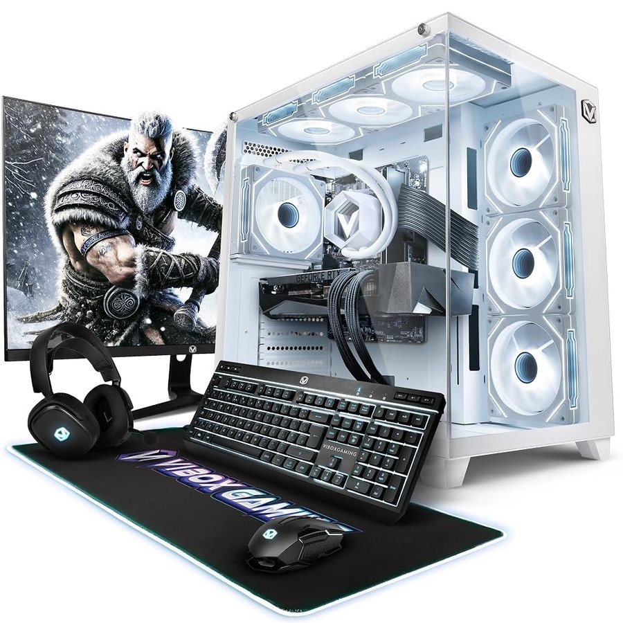 Vibox IX-547 PC Gaming Completo • Schermo da 27 pollici • AMD Ryzen 7 9800X3D 8 cores • Nvidia RTX 5070 Ti 16GB • 32GB RAM • 1TB NVMe SSD • Windows 11 • WiFi 6 + Bluetooth 5.4 • Blanc