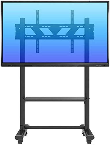 Supporto TV con piedistallo, Supporto per Carrello Girevole con Contenitore, Nero, per TV a Schermo Piatto OLED al Plasma/LCD/LED da 55" a 85", Portata 125 kg, splendido Scenario.