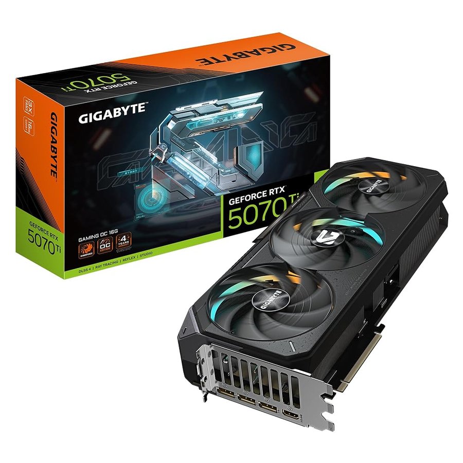 Gigabyte GeForce RTX 5070 Ti GAMING OC 16G Scheda Grafica - 16GB GDDR7, 256 bit, PCI-E 5.0, 2588 MHz Core Clock, 3 x DP 2.1a, 1 x HDMI 2.1b, NVIDIA DLSS 4, GV-N507TGAMING OC-16GD