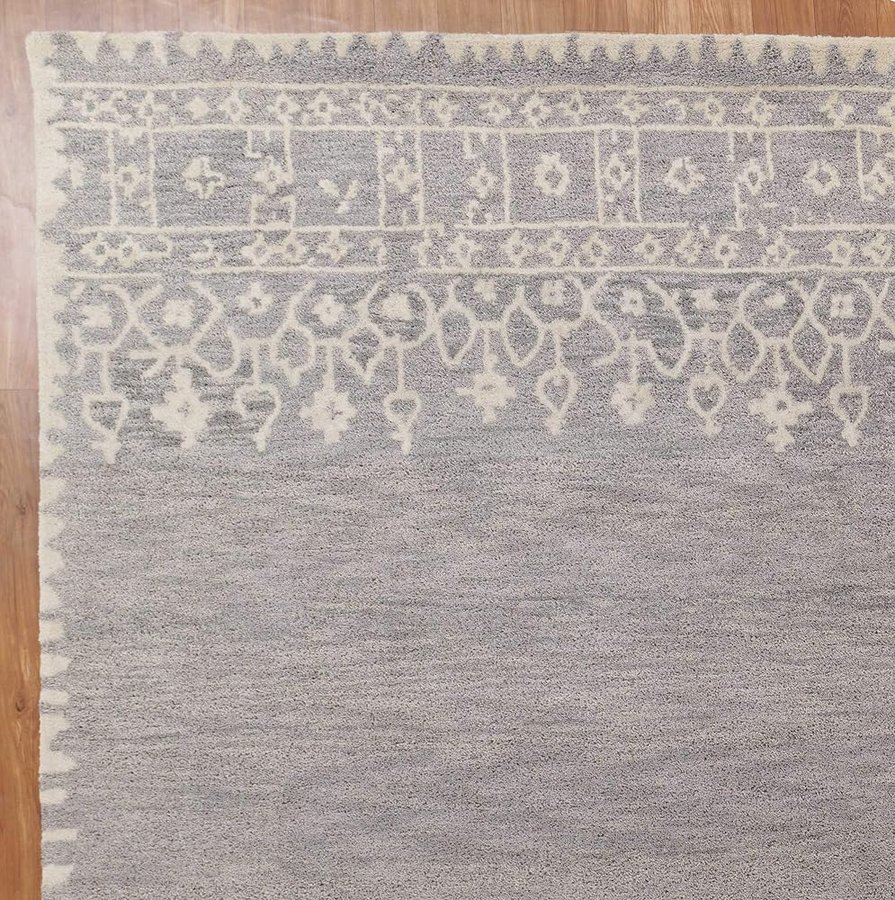 Boarder - Tappeti e tappeti in lana stile tradizionale Nain, fatti a mano, colore: Grigio (8 x 10 (244 x 305)