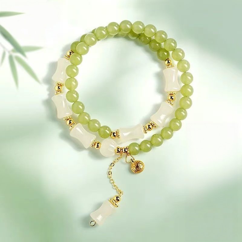 Quartz Jade Bamboo Joint Beaded Bracelet