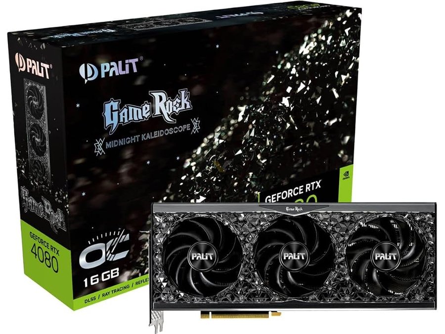 Palit GeForce RTX 4080 GameRock OC 16GB GDDR6X Scheda grafica con ARGB SYNC, 9728 Core, 2205 MHz GPU, 2640 MHz Boost, 3x DisplayPort, HDMI