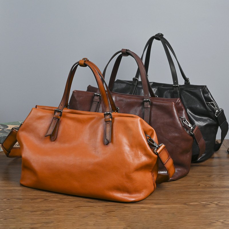 Patent Leather Retro Oil-waxed Leather Glossy Handbag