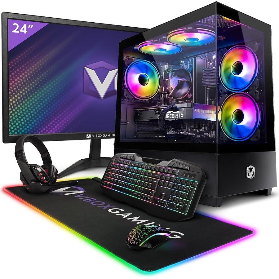 Vibox II-14 PC Gaming Completo • Schermo da 23 pollici • Intel Core i5 10400F 6 cores • Nvidia RTX 3050 6GB • 16GB RAM • 500GB SSD • Windows 11 • WiFi 6 + Bluetooth 5.4