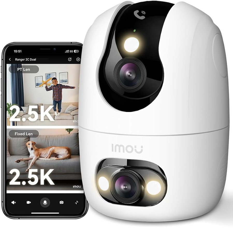 Imou 4K Telecamera WiFi Interno Doppio Obiettivo con One-Touch Chiamata